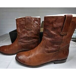 Frye Anna Shortie Cognac Leather Western Mini Boot Boho Hippie Women’s Size 7 M